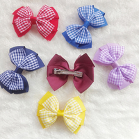 Jepit Rambut Pita Gingham Manis dan Lucu 3 Inci Bergaya Sekolah Cocok untuk Sehari-hari