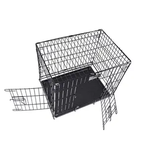36" double door commercial folding metal dog crate pet squirrel cage