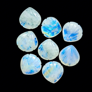 Pierre de lune arc-en-ciel naturelle sculptée à la main en forme de coquillage, 12 mm, pierre précieuse en vrac, sculpture de cristal pour la fabrication de bijoux, vente en gros en vrac - Product Image 1