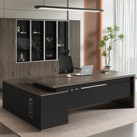 Table de Bureau en Bois de Direction Moderne Luxe en L pour PDG et Manager, Bureau Exécutif en Bois pour Mobilier de Bureau