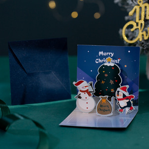 New Christmas Handwritten 3D Greeting Card Thank You Christmas Cartoon Folding Small <b>Paper</b> Card Envelope Set - Product Image 6