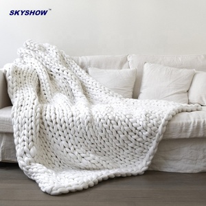 Couverture en tricot épais d'Islande en laine mérinos faite à la main surdimensionnée en gros à bas prix - Product Image 4