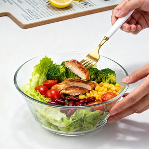 Ciotola per Insalata in Vetro per Uso Domestico, Ciotole Trasparenti per Insalata da Cucina, Ciotola per Mescolare in Vetro in Vendita - Product Image 6