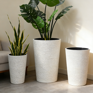 Grands bacs à plantes ronds et hauts pour jardin, grands pots à fleurs en plastique - Product Image 1