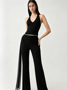 Nouveau pantalon micro-évasé noir haut de gamme 2026 pour femme, amincissant et polyvalent, style décontracté - Product Image 5