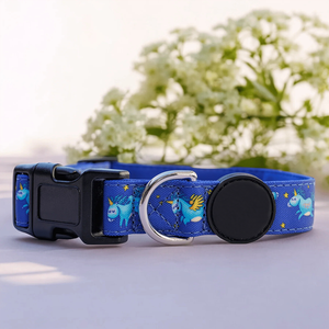 Marineblaues Einhorn-Hundehalsband, verstellbares Halsband aus Segeltuch und Neopren für Komfort und Stil, Haustierhalsband für alle Rassen - Product Image 2