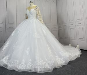 Polyester blanc haute qualité africaine <span class=keywords><strong>2023</strong></span> mariée civile élégante à manches longues <span class=keywords><strong>robe</strong></span> de mariée <span class=keywords><strong>robe</strong></span> de bal - Product Image 3