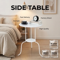 Table basse contemporaine à double niveau en métal avec structure en métal thermolaqué, design moderne pour salon, meubles de maison