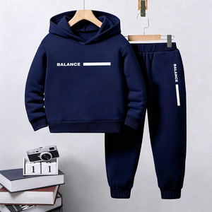 Set Casual Minimalista per Bambini 4-7 Anni, Blu Royal, 2 Pezzi: Felpa con Stampa e Pantaloni Jogger, Vendita all'Ingrosso - Product Image 1
