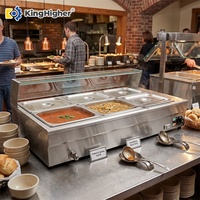 Gewerblicher Elektrischer Bain-Marie Speisenwärmer mit 6 Behältern aus Edelstahl, Buffet-Warmhaltevitrine für Restaurants und Theken