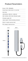Hub multiport personnalisé avec logo, 7-en-1, OTG Type-C et USB 3.0 vers USB 3.0, USB 2.0, adaptateur multiport 7 en 1