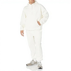 Mens <b>White</b> Tracksuit Pullover Set Breathable Sportwear Streetwear Two Piece Outfit Casual Gymwear Trendy <b>Jogger</b> Fit Modern - Product Image 1