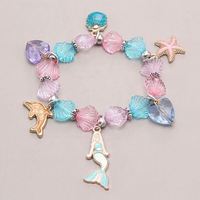 Bracelet élastique multicolores à breloques sirène, papillon et dauphin pour filles et enfants