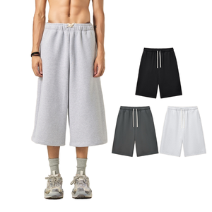 Pantalones Deportivos de Pana para Hombre, Estilo Hip Hop, a Cuadros, hasta la Rodilla, con Cordón, Cintura Alta, Ecológicos, Transpirables, para Verano, Servicio OEM - Product Image 1
