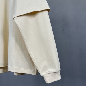 เสื้อยืดแขนยาวคอกลมแขนยาวสำหรับผู้ชายเสื้อครอปทรงโอเวอร์ไซส์ - Product Image 4