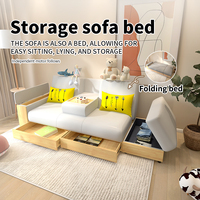 Sofá Cama de Tres Plazas de Estilo Japonés Moderno y Minimalista, Multifuncional para Apartamentos Pequeños, Sala de Estar, Cajonera, Zapatero