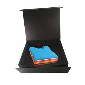 Wholesale Custom Luxury Cardboard Paper Garment Clothing Apparel Gift Black Packaging Box With Magnetic Closure