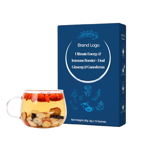 Té Natural de Doble Ginseng, Hongo Reishi y Goji para Energía, 80g, 10 Bolsitas, Infusión Herbal Premium en Pirámide, Venta al por Mayor, Marca Privada - Product Image 1