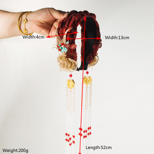 Nouveau serre-tête vintage de style national chinois, tressé à la main, avec accessoires en métal, diamant et phénix, de style industriel lourd - Product Image 2