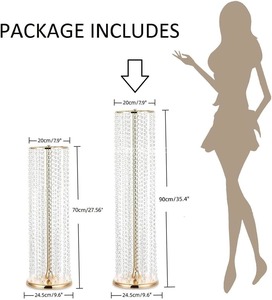 Haut centre de table de mariage en métal chandelier avec lustre cristaux acryliques support de fleurs décoration de pièce maîtresse de mariage élégante - Product Image 5