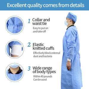 Commercio all'ingrosso monouso livello 2 <span class=keywords><strong>SMS</strong></span> PP PE blu adulto-applicabili camici chirurgici EOS tipo isolamento abbigliamento disinfettante <span class=keywords><strong>Sterile</strong></span> - Product Image 2