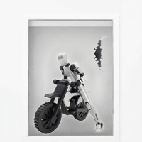 Ensemble de figurines de robots argentés imprimées en 3D, modèle de collection avec moto, coffret cadeau et présentoir