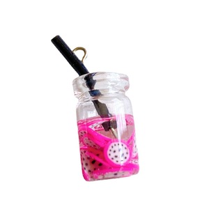 Mini Fruit Jar Charms | Resin <b>Miniature</b> Jar Charm Cup Pendants with Colorful Fruit Slice & Straw for Jewelry Making - Product Image 5