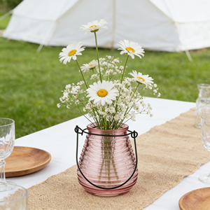 Lanterne en verre rose décorative, pot <span class=keywords><strong>porte</strong></span>-bougie, vase suspendu pour centre de table de mariage ou de jardin - Fabricant - Product Image 2