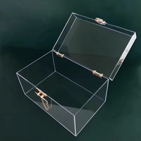 Boîte de rangement en acrylique transparente de grande taille, de qualité supérieure, avec serrure dorée, pour l'organisation et la présentation de bijoux – Vente chaude