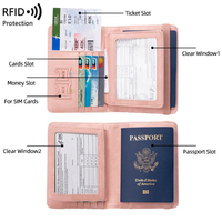 Dompet Paspor RFID Kustom Premium Kulit PU Kapasitas Besar, Penutup Paspor Keren Dengan Kantung Tempat Kartu Vaksin