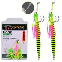 WildTrek 1/0 # -5/0 #   Hameçons assistés doubles pour jigging avec jupes en silicone, plomb haute résistance, pour pêche en eau salée à lancer lent, pour brochet et brochet pâle