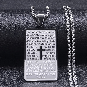 Mecrt Bible Prière Cou En Acier Inoxydable Portugais Religieux Collier Bijoux Pour Hommes - Product Image 2