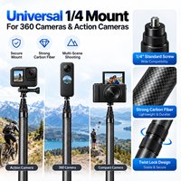 Perche à selfie invisible en fibre de carbone 3M personnalisée, extension de 118 pouces, support 1/4 pour Insta360 X5 X4 DJI Osmo GoPro Action Camera