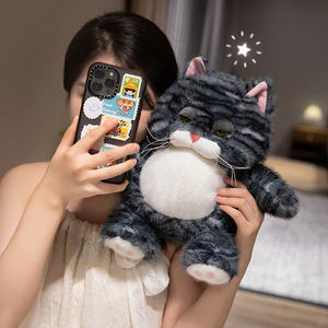 Dickes Katzen-Cartoon-Plüschtier, niedlich gestreift, weich, mit Stressabbau-Effekt, kuscheliges Stofftier für Babys und Kinder als Geschenk - Product Image 4