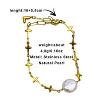 Muses Jewels Kedatangan Baru Liontin Mutiara Air Tawar Alami Gelang Aksesori Lapis Emas Baja Tahan Karat Naturstein Perlen
