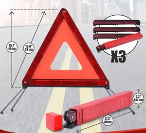 Araba için acil üçgen reflektör DOT onaylı yansıtıcı üçgen emniyet yol kenarı kiti