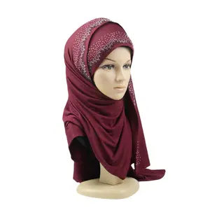 New model Hot drilling jersey cotton hijab Wedding young girl dress jersey scarves