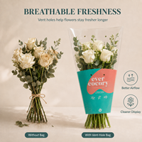 Emballage transparent pour bouquet, sacs en forme de cône, sacs à fleurs trapézoïdaux personnalisés avec logo CPP et trous de ventilation