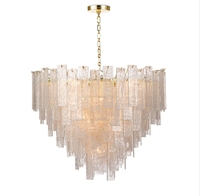 Lustre en verre doré Jingshi Lighting, panneaux givrés décalés sur un cadre annulaire, lumière de plafond pour la maison à l'éclat chaleureux