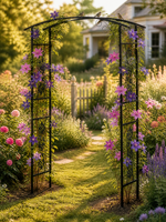 Boîtes rondes en fer pour extérieur avec motif floral enroulé en arche, écologiques, durables, anti-UV, pour usage commercial, décoration de jardin et allées