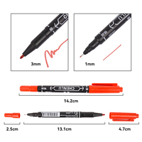 Vente en gros de stylos marqueurs permanents à pointe fine noire et double pointe à base d'huile à pointe fine de 1mm et 3mm pour l'écriture