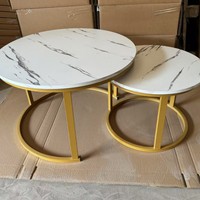 Table basse moderne en acier avec plateau en bois pour le salon, décoration de la maison