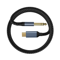 Câble audio Type-C vers TRS 6,35 mm avec gaine en nylon, conducteur en cuivre pur, charge rapide pour ordinateur et écouteurs