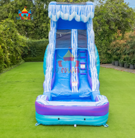 Toboggan aquatique gonflable commercial en PVC écologique avec piscine et échelle d'escalade, toboggan aquatique marbré pour fêtes en extérieur