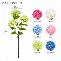 Pabrik Dallisten Grosir 3 Tangkai Bunga Hydrangea Buatan Sutra Tiruan Hortensia untuk Dekorasi Rangkaian Bunga Pernikahan dan Rumah