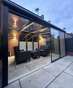 Véranda en <span class=keywords><strong>aluminium</strong></span> à toit en pente moderne, écologique, à drainage rapide, étanche et isolée, de luxe pour villa, maison, extérieur, Royaume-Uni - Product Image 2