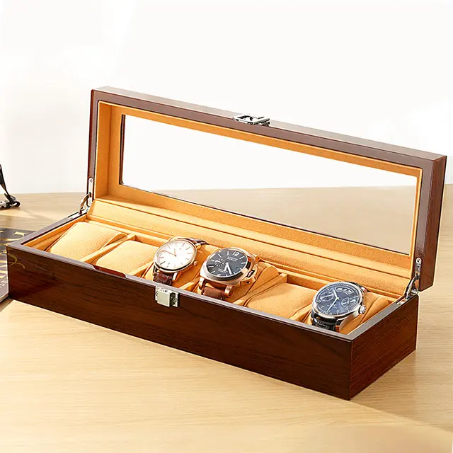 M&Q Wooden luxury watch storage box 6 watches display case