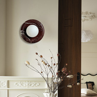 Lampe murale ronde en marbre de luxe |   Applique murale décorative moderne avec abat-jour en verre