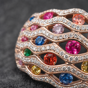 Anello in tonalità oro rosa con zirconi colorati per donna, gioiello di lusso alla moda - Product Image 5