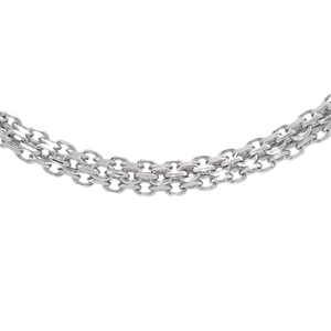 Structured Dual Cross White Pt950 Weighty Neck Lariat With <b>Square</b> Cut Links For Masculine Men Daily Platinum Accessory - Product Image 3